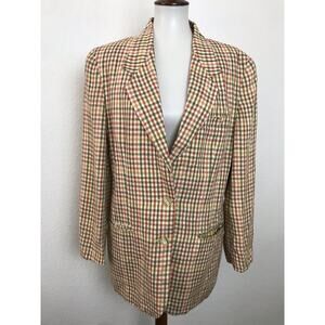 The Limited Vintage Blazer Jacket Single Breast Plaid Linen Blend